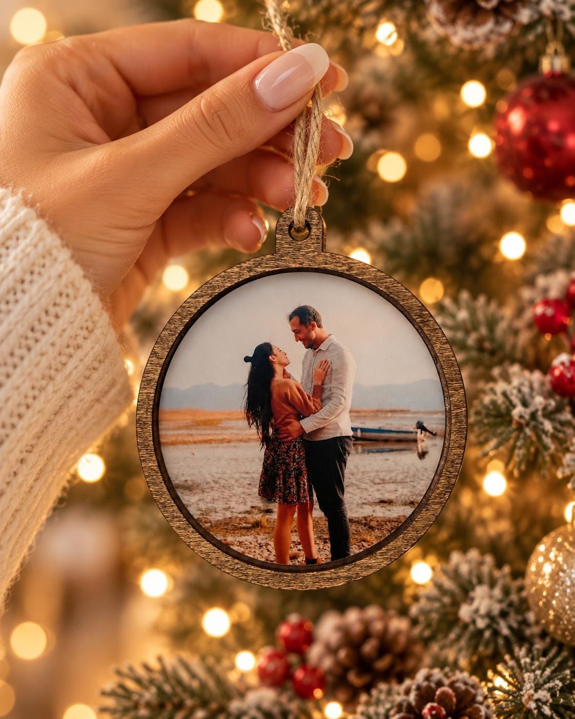 Personalized Family Photo Ornament, Custom Wood Christmas Ornament, Family Picture Keepsake Gift