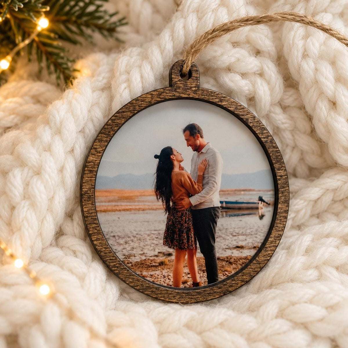 First Christmas Married Ornament, Personalized Couple Photo Ornament, Engagement & Wedding Keepsake Gift