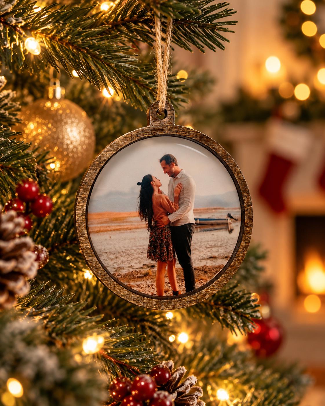First Christmas Married Ornament, Personalized Couple Photo Ornament, Engagement & Wedding Keepsake Gift