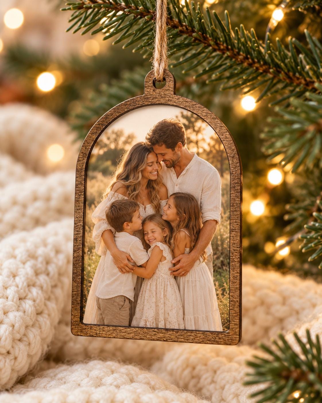 Personalized Family Photo Ornament, Custom Wood Christmas Ornament, Family Picture Keepsake Gift