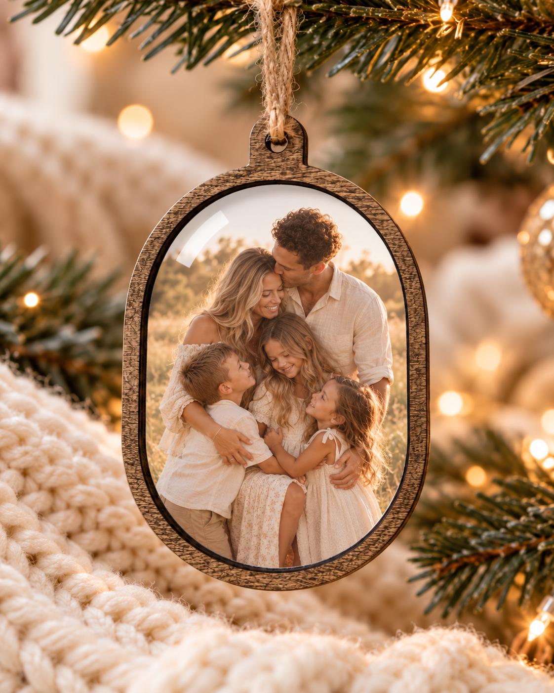 Personalized Family Photo Ornament, Custom Wood Christmas Ornament, Family Picture Keepsake Gift