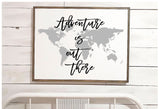 Adventure Is Out There Sign | Adventure Is Out There Art | Adventure Is Out There Print | Adventure Is Out There Map | Farmhouse Wood Sign