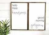 Hello there Handsome, Good Morning Gorgeous Sign | Large Set of Wood Signs | Bedroom Wall Art | Master Bedroom Decor | Farmhouse Style