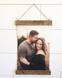 Hanging canvas print, personalized photo, hanging print, canvas photo gifts, Framed canvas Picture Sign, Photo on wood, Scroll Sign