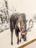 Moose in Snow Print | Winter Wall Art Prints | Christmas Decor | Farmhouse Print | Rustic Christmas Printable Art