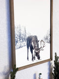 Moose in Snow Print | Winter Wall Art Prints | Christmas Decor | Farmhouse Print | Rustic Christmas Printable Art