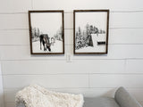 Cabin in Snow Print | Winter Wall Art Prints | Christmas Decor | Farmhouse Print | Rustic Christmas Printable Art