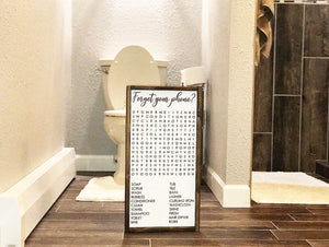 Forget your phone sign; Forget your phone bathroom sign; Funny Bathroom signs; bathroom decor; Bathroom signs; Word search Sign; Word Finder