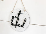 Get naked wood 3D sign | Get naked bathroom Sign | Laser cut bathroom wall decor | Wooden wall art |