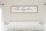 Let's stay home sign | Master bedroom wall decor | Master bedroom sign | Farmhouse bedroom decor | Wood framed sign | Sign For Above Bed