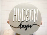 Round Nursery Name Sign, 12-36 Inch, Baby Shower, Round plaque, Personlized Wooden Sign, 3D Crib sign,