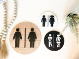 Bathroom symbol wood 3D sign | adult Kid bathroom Sign | Laser cut bathroom wall decor | Wooden wall art |