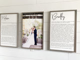 Wedding Vows Sign | His and Her Customized Vows and wedding photo | Wedding Vow Print | Large Set of Wood Signs | Bedroom Wall Art