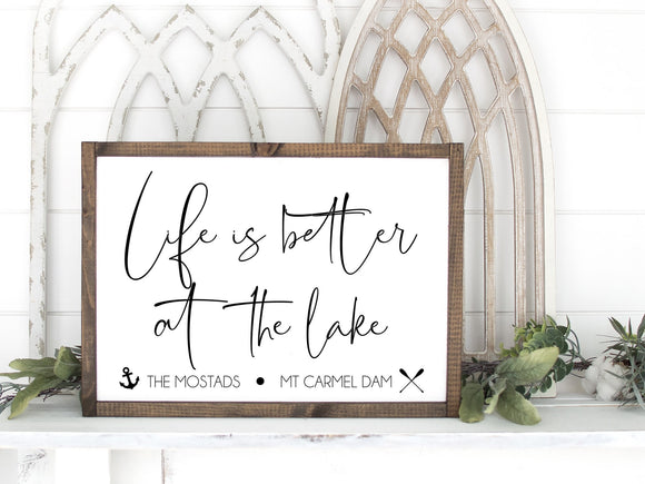 Life is better at the lake Sign| Personalized Lake House Sign | Life Is Better At The Lake