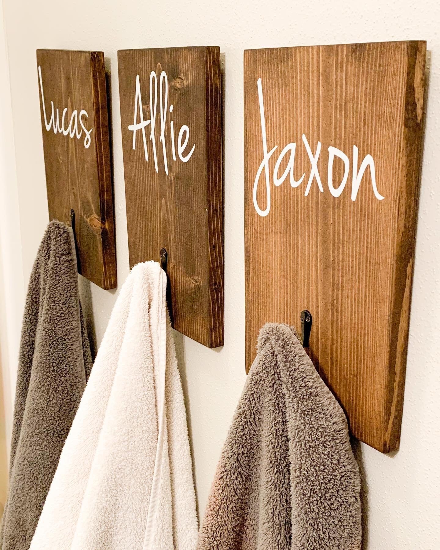 3D Towel Hook, Wood Bathroom Sign, Back Pack Hooks, Kids Name Sign