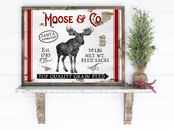 Moose Distressed Christmas Sign | Christmas Distressed Sign
