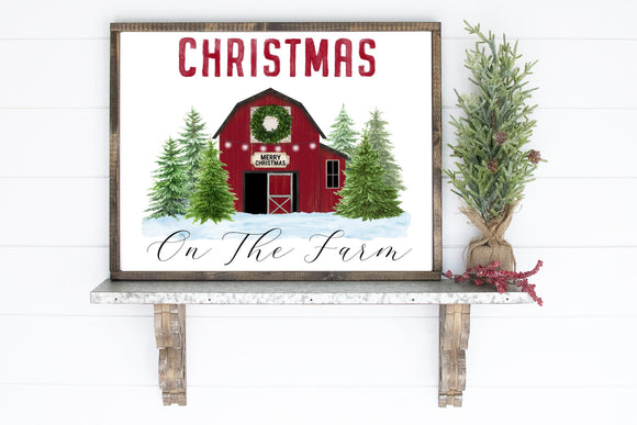 Distressed Christmas on the farm Sign | Christmas Distressed Sign | Farmhouse Sign