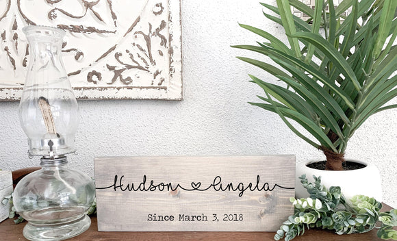 First Name Established Sign | Connected Name Sign | Connecting Heart Names | Valentine's Day Gift | Anniversary Gift | Couples Names Sign |