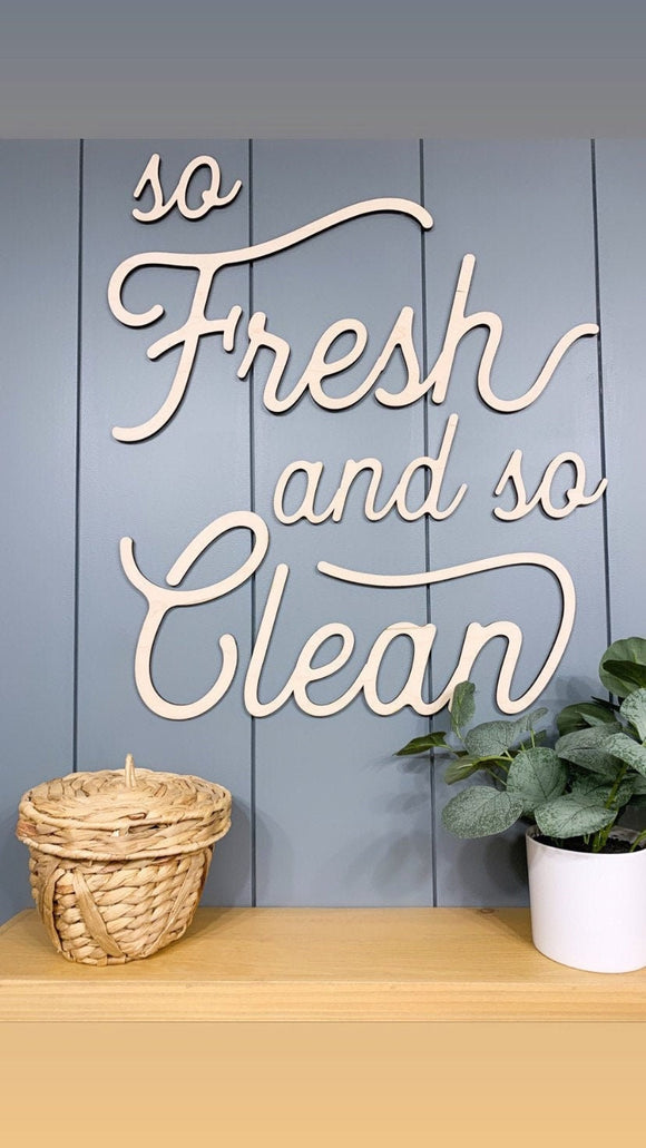 So fresh and so clean bathroom wood 3D sign | So fresh and So clean bathroom Sign | Laser cut bathroom wall decor | Wooden wall art