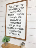 Serenity Prayer Sign | Above Couch Sign | God grant me the serenity to accept the things I cannot change Wood Sign