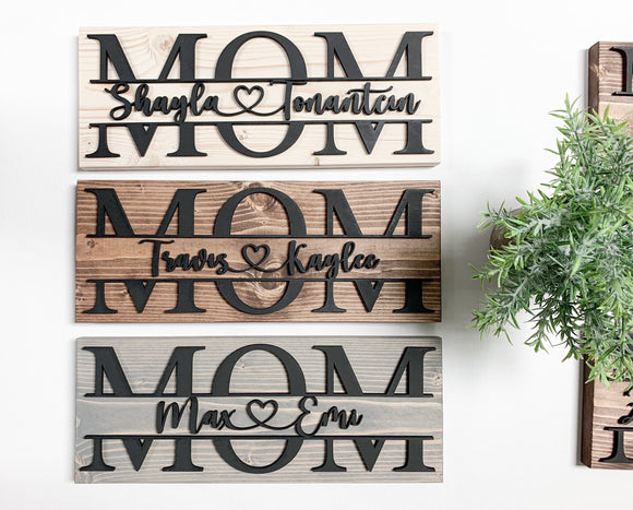 Personalized Mother's Day Gift | Mom Gift From Kids | 3D Personalized Mom Sign with Children Names | Sign for Mom | Gift for Mother |