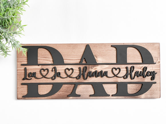 Personalized Fathers Day Gift | Dad Gift From Kids | 3D Personalized Dad Sign with Children Names | Sign for Dad | Gift for Dad |