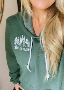Wild and Free Women's Hooded Sweatshirt | Outdoor Hoodie | Hiking and Camping Hooded Sweatshirt | Trees Hooded Sweatshirt