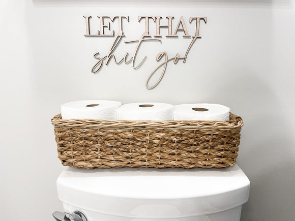 Let that shit go bathroom wall Cutout | Funny bathroom Decor | bathroom cutouts | Funny Bathroom Sign | Bathroom Wall Decor | 3D Cutout Sign