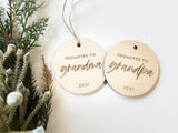 Promoted to grandma/grandpa custom Christmas Ornament, pregnancy announcement ornament, Custom Christmas Ornament, Engraved Ornament