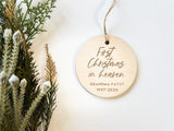 First Christmas in Heaven Ornament, heaven Ornament, in memory of Ornament, Custom Christmas Ornament, Engraved Ornament