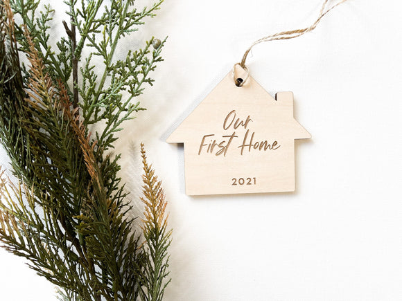 Our first home Christmas Ornament, home Ornament, New house, Custom Christmas Ornament, Engraved Ornament