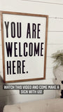 You are Welcome here Framed Wood Sign | Welcome Sign | Entryway Sign