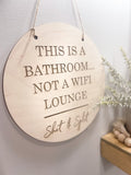 This is a bathroom not a WiFi cafe shot and split wood 3D sign | Funny bathroom Sign | Laser cut bathroom wall decor