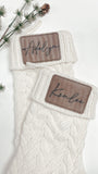 Personalized Christmas Stockings | Leather Patch Name Stockings | Laser Engraved Christmas Stockings