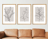 Neutral Wall Art Prints |Minimalist floral print | Floral wall art | Wood signs | Botanical wall art | Flower Line Art | 3 Piece Wall Art