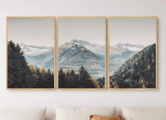 Set of 3 Nature Art | Set of 3 Mountain Wall Art | Landscape Print Set | Lake Mountain Set | 3 Piece Wall Art | 3 Piece Framed Wall art