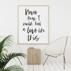 Never knew I could feel a love like this Wood Sign | Love Sign | Bedroom Wall Decor | Above Bed Decor | Bedroom Sign |