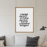 Hand Lettered Design | Capable Chosen Worthy Known Loved Redeemed Accepted wood sign | Scripture Wall Art | Framed Wood Signs
