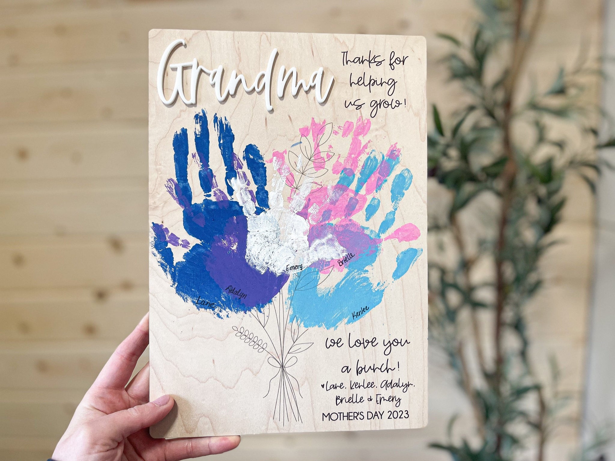 Personalized Mother's Day Gifts, Custom Hand Print Sign for Mom